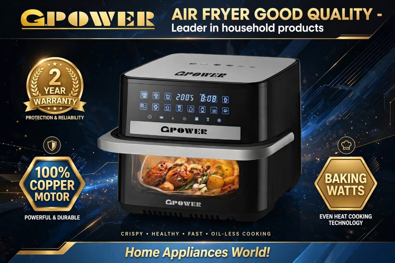 GPOWER Digital Air Fryer – 100% Copper Motor