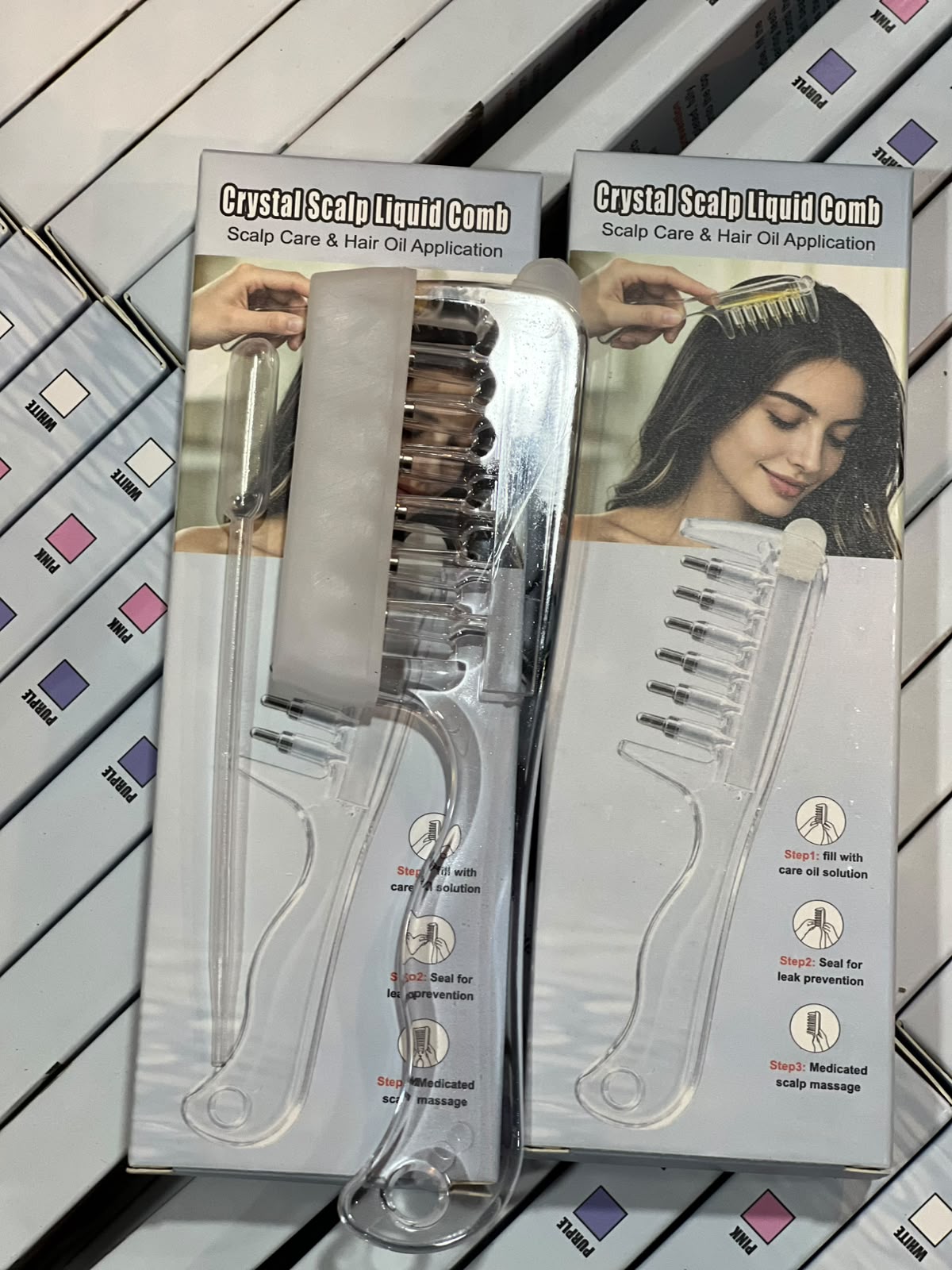 Crystal Scalp Oil Applicator Comb with Box