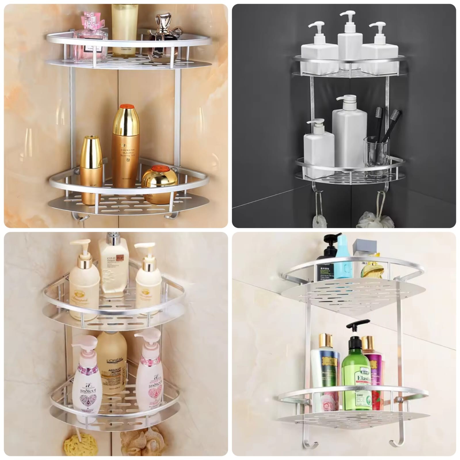 Aluminium Wall Corner Shelf (2 Tier)