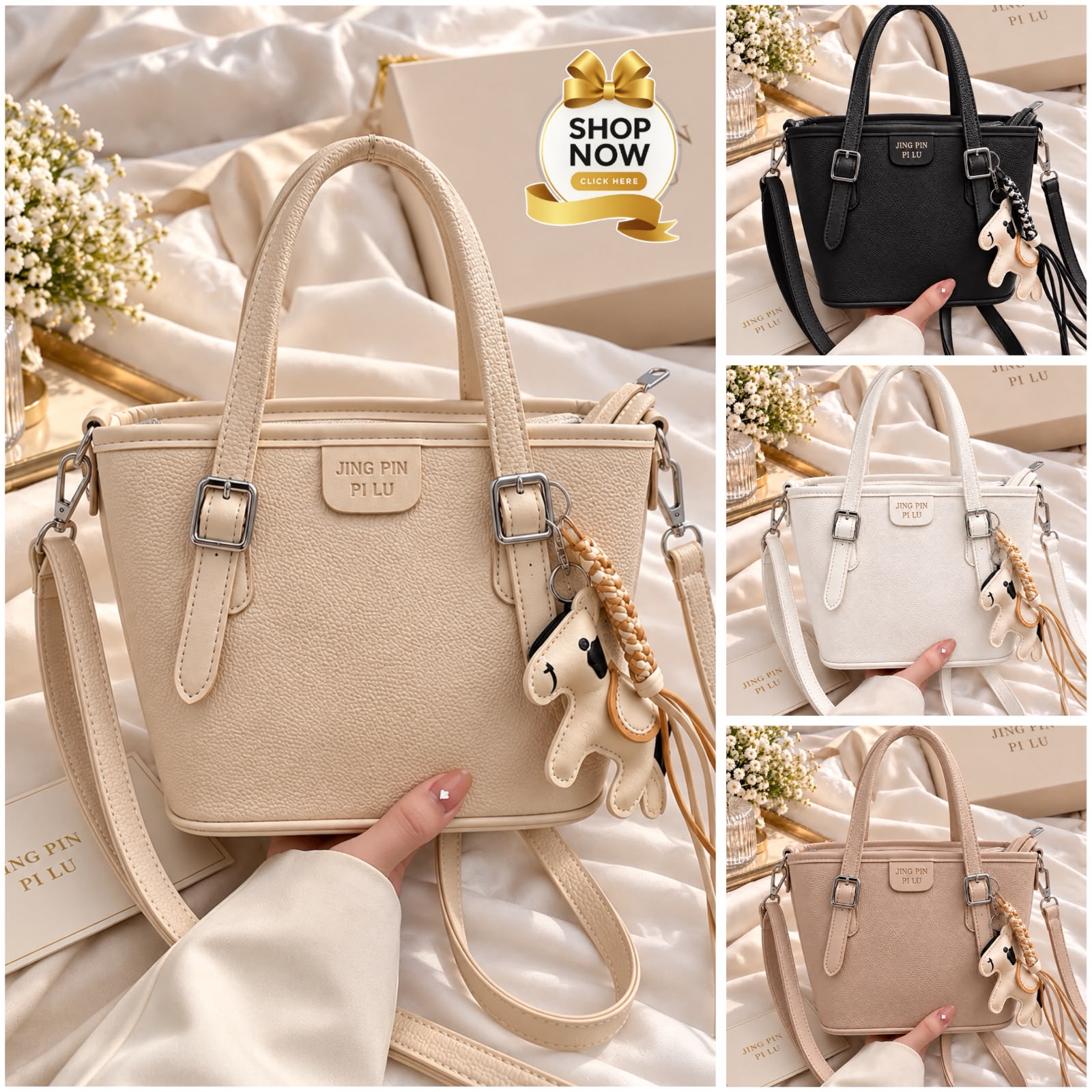 Imported Mini Tote Cross Body Bag with Charm