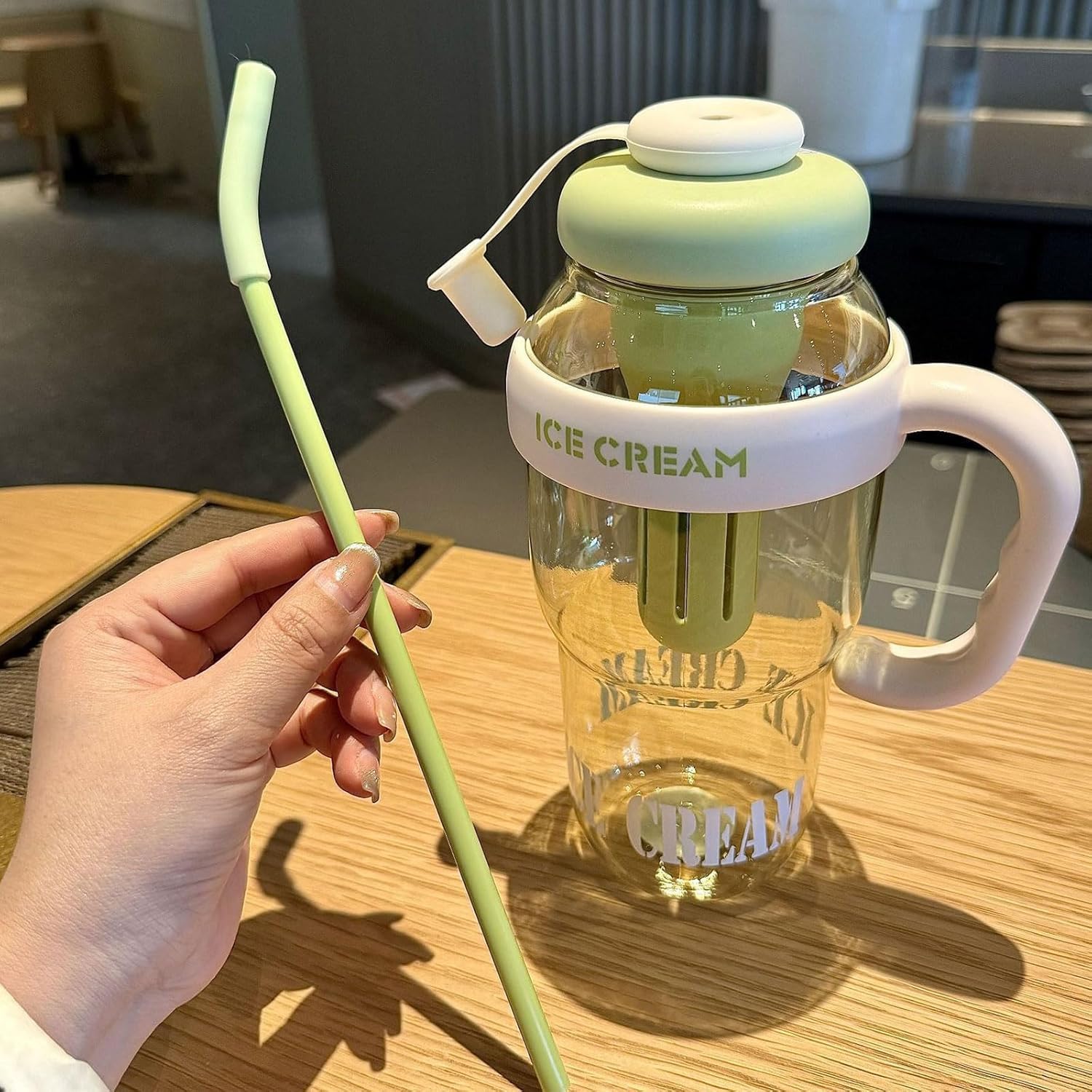 Ice Cream Bottle – Cute Reusable Water Bottle with Straw