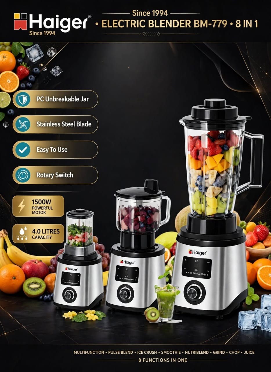 Haiger 8 in 1 Electric Blender BM-779 (1500W, 4L)