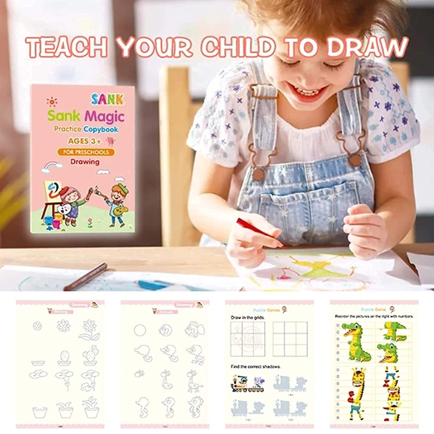 Magic Drawing & Writing Books – Pack of 4 with 10 Refills