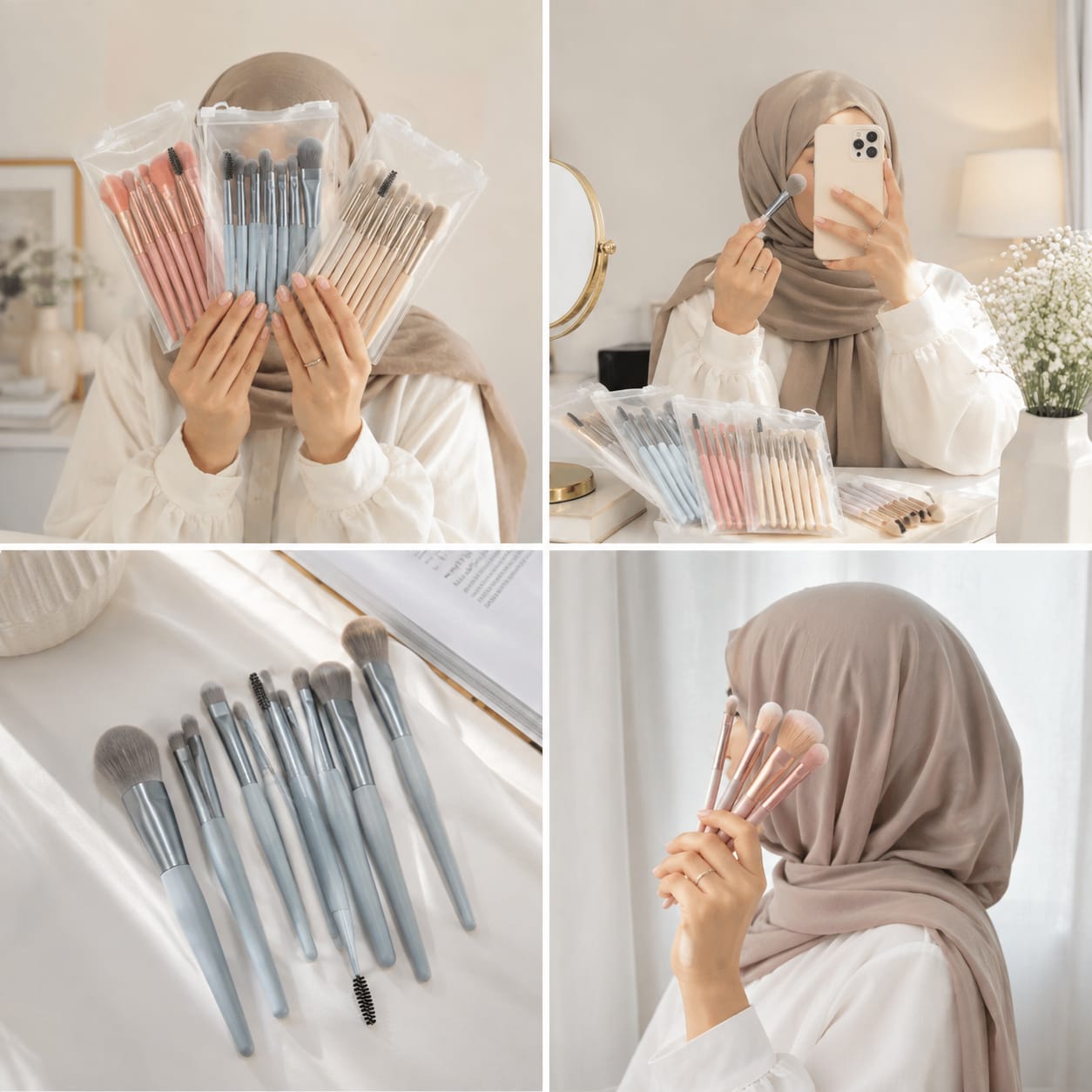 Mini Travel Makeup Brush Set - 8 Pcs