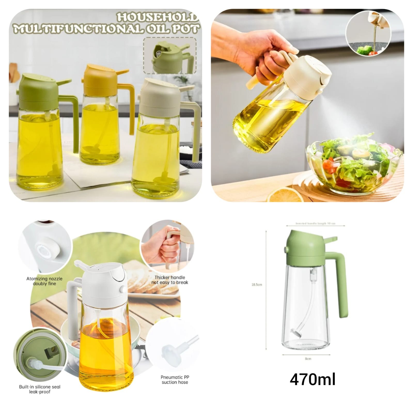 2 in 1 Oil Spray & Pour Bottle (470ml)