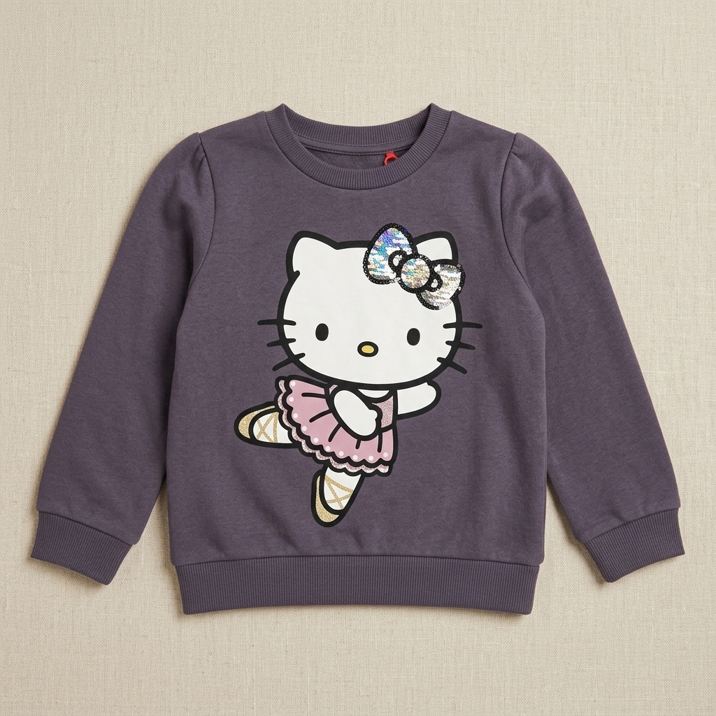 Plum Kitty Ballerina Sweatshirt for Toddlers (2 Years)