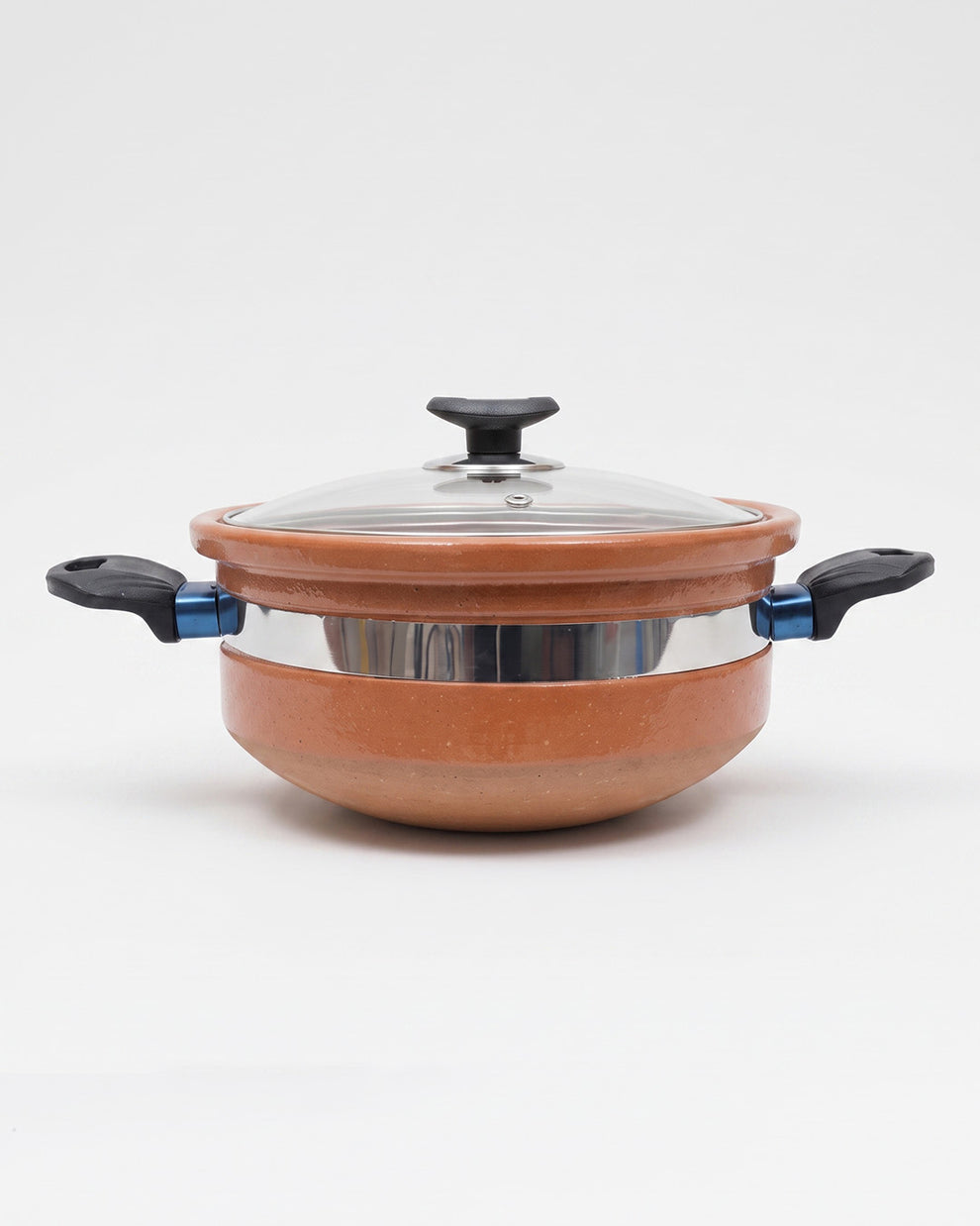 Round Terracotta Glazed Karahi with Glass Lid Capacity 2 to 2.5kg