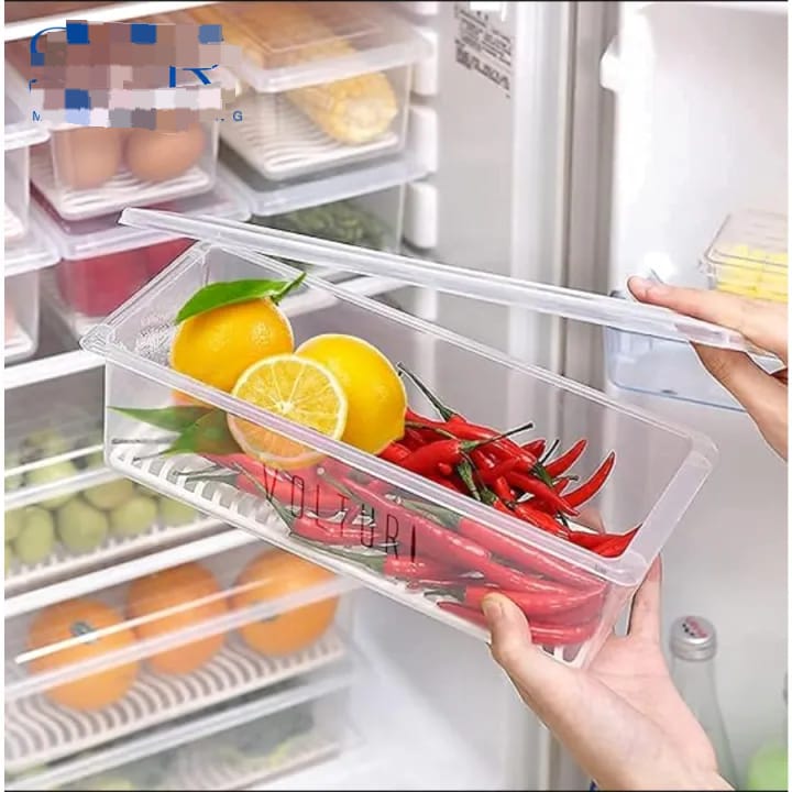 Fridge Organizer Container with Removable Drain Tray Pack of 2