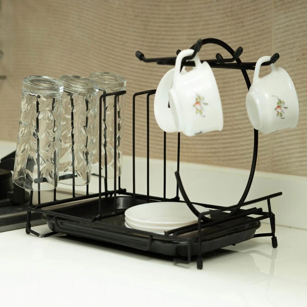 Metal Glass & Cup Stand – Kitchen Drying & Storage Rack (With Box)