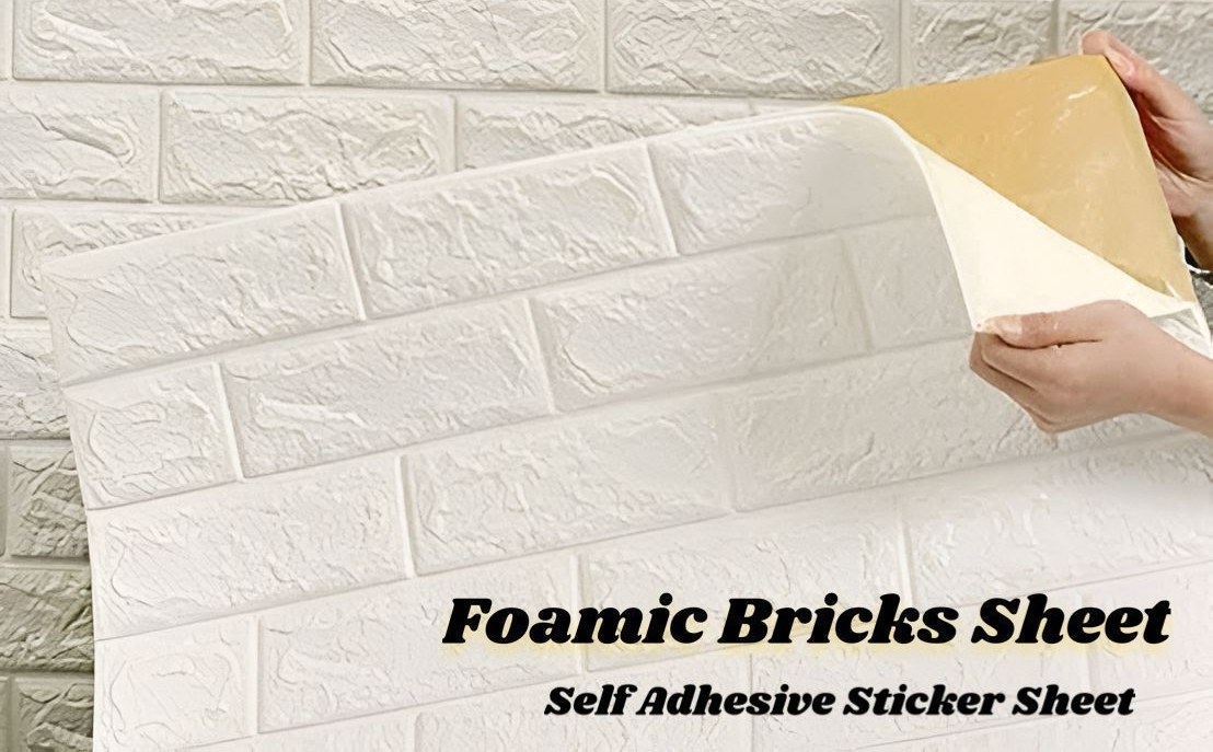 3D Brick Wall Sticker Sheet – Self Adhesive (77 x 70cm)