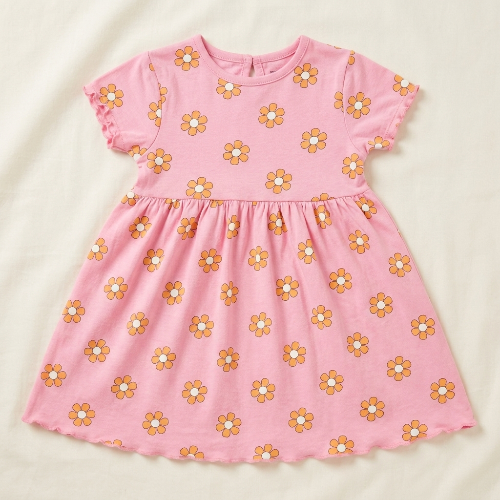 Pink Daisy Print Baby Girl Dress (12–18 Months)