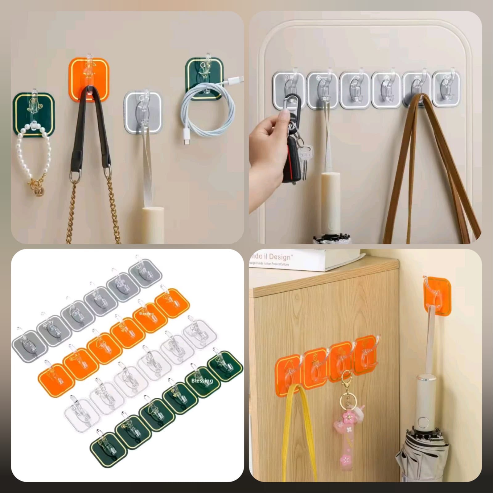 Self-Adhesive 6 Hook Strip