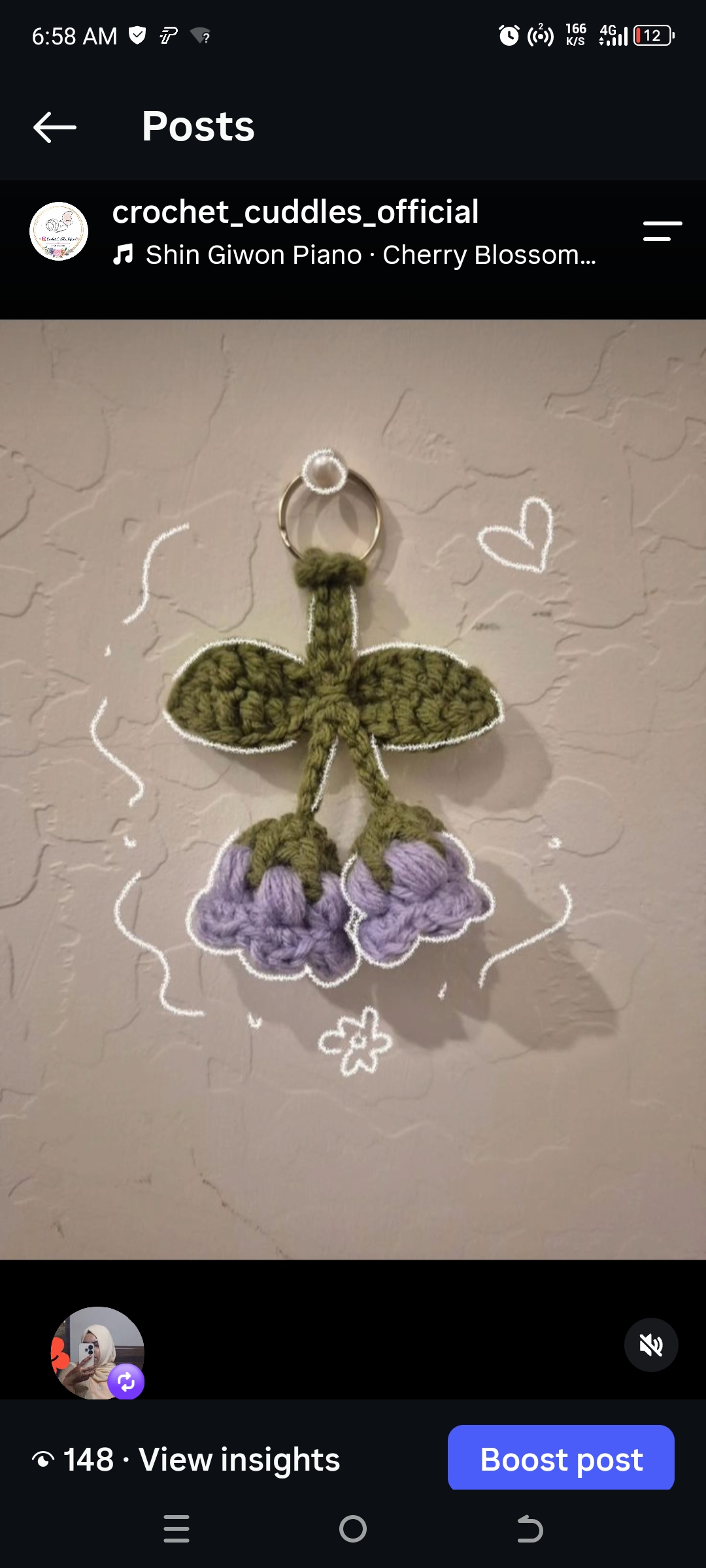 Crochet Lily of Valley Bag Charm