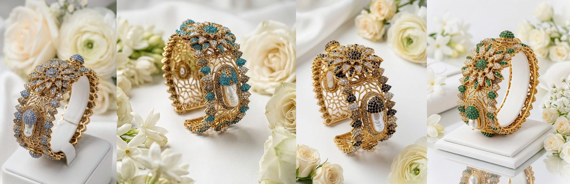 Turkish Style Stone Bangle – Openable, Free Size