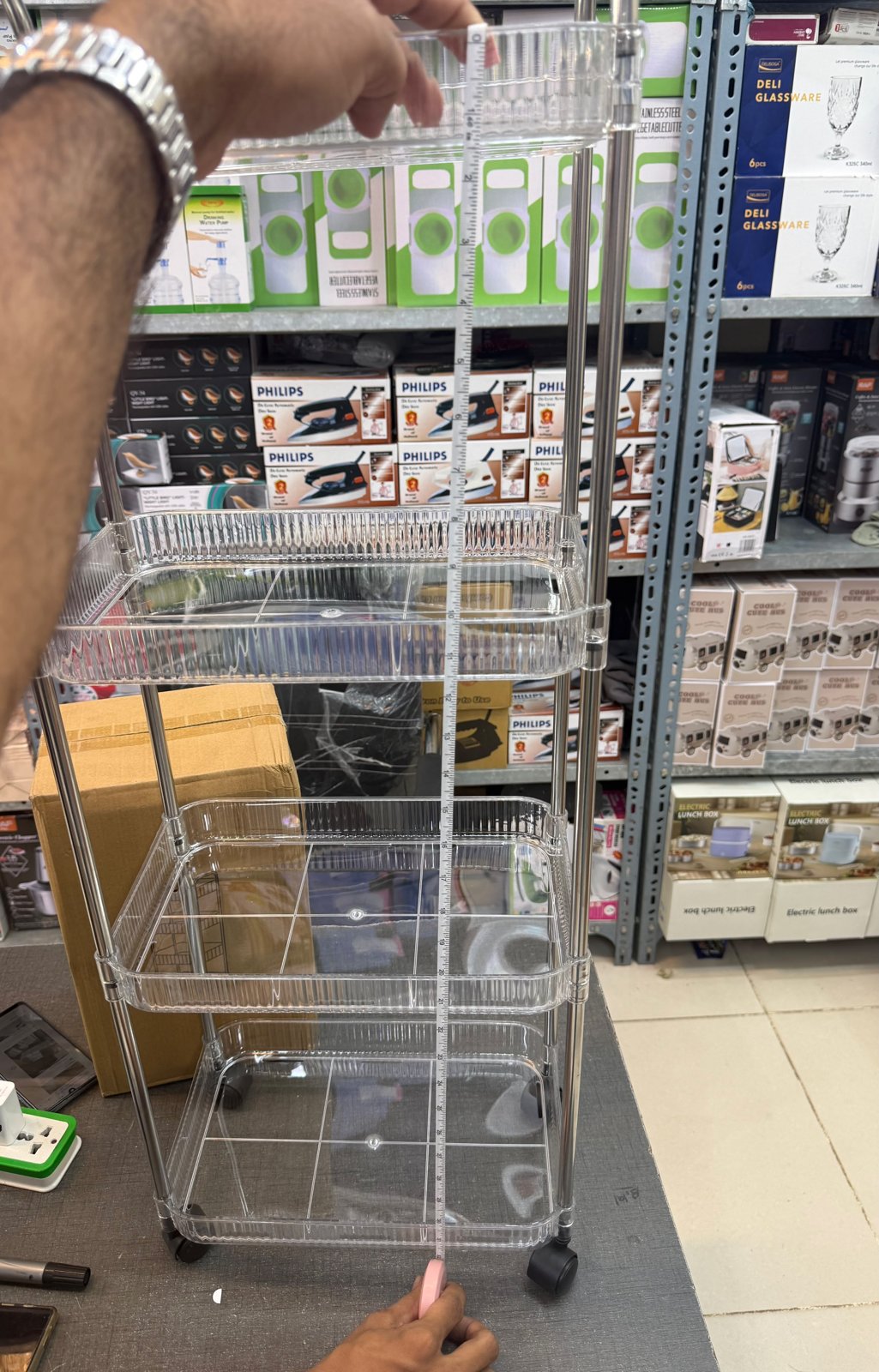 Multipurpose Acrylic Trolley with Wheels (3 Tier / 4 Tier)