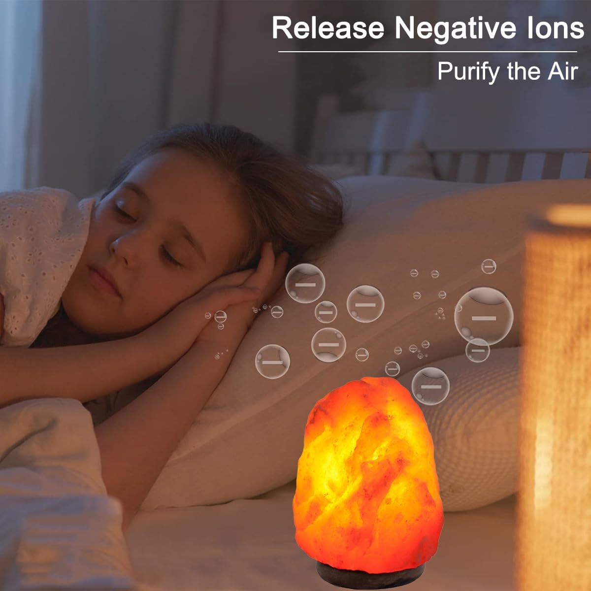 USB Crystal Salt Rock Lamp with Wooden Base