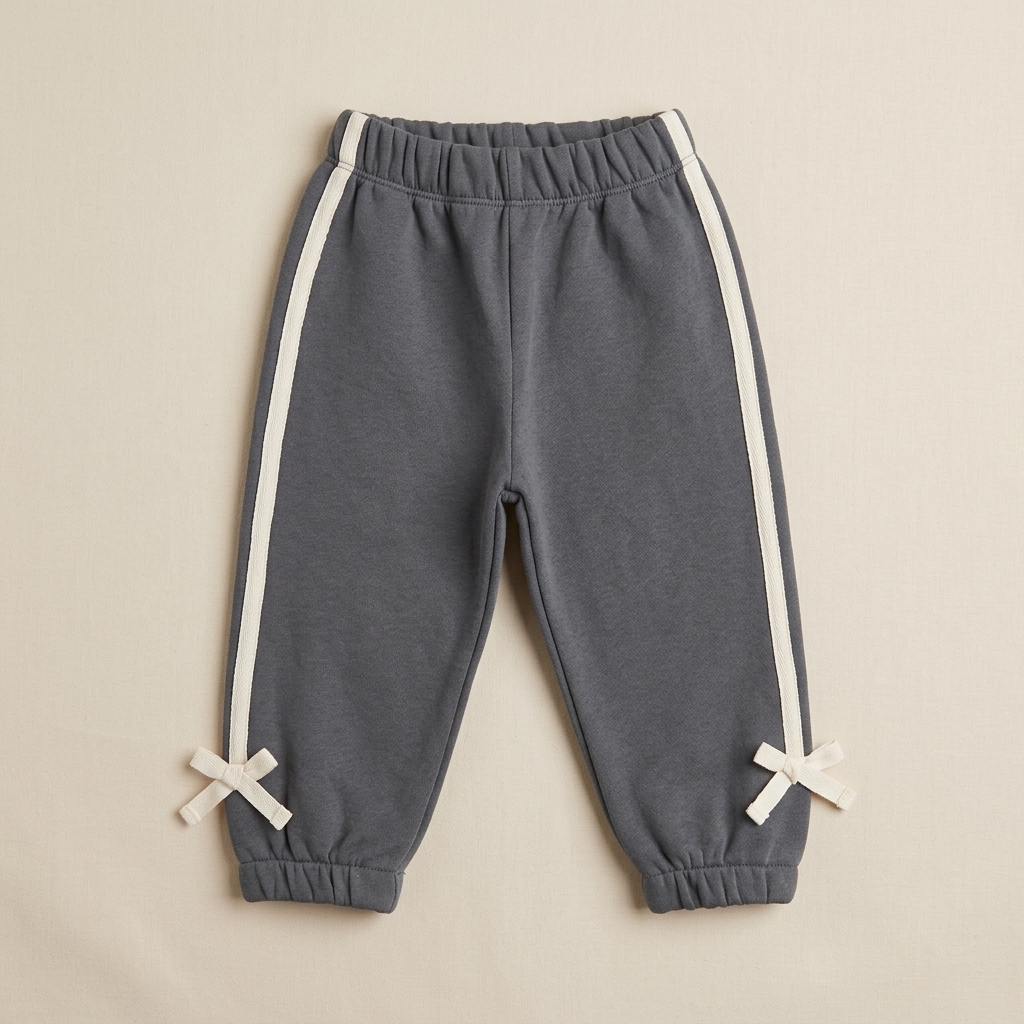 Grey Baby Girls' Joggers with Bows (12–18 Months)
