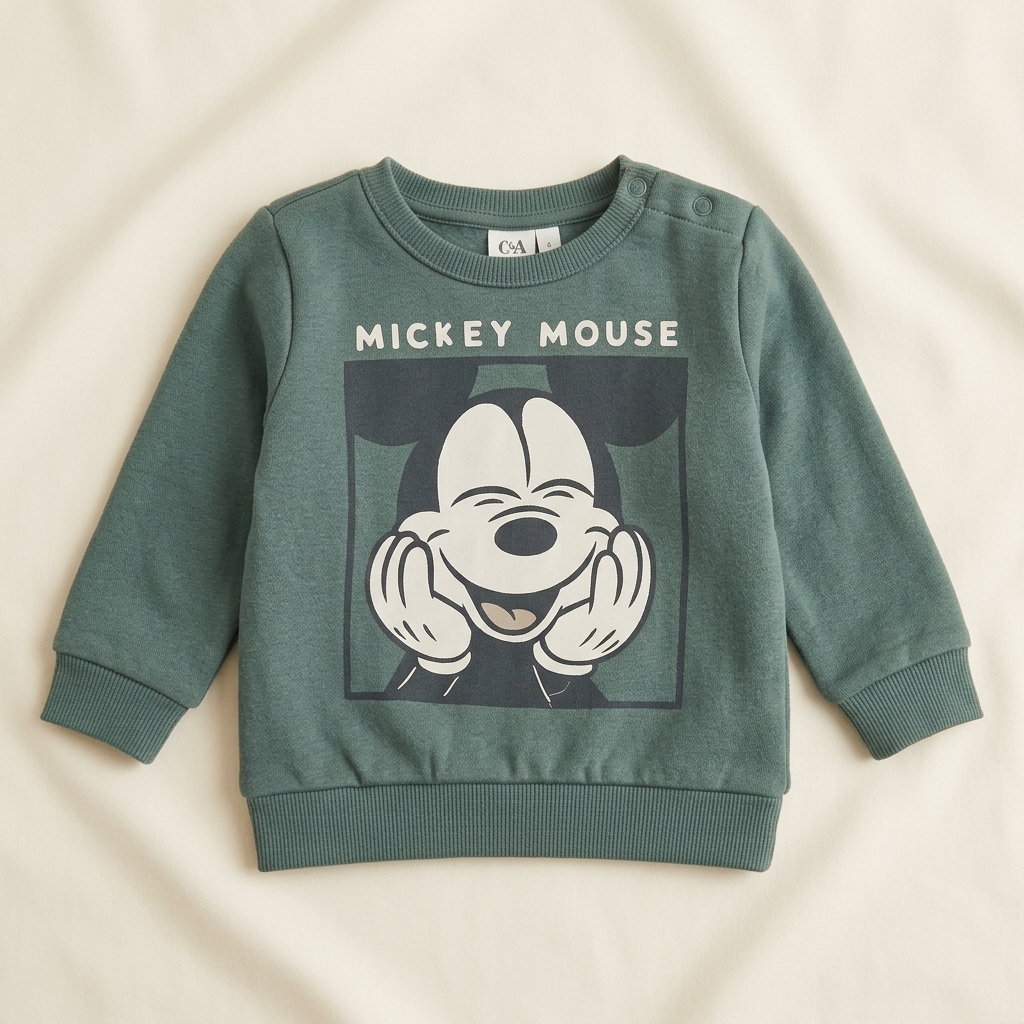 C&A Mickey Mouse Baby Sweatshirt – Sage Green (3–4 Months)