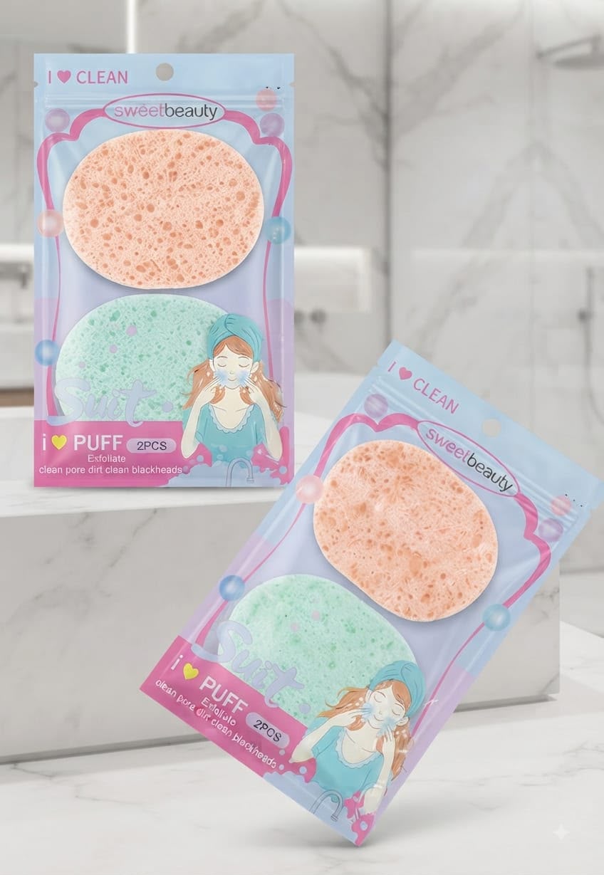 Sweet Beauty Facial Puff - Pack of 2