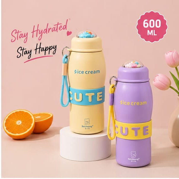Cute Ice Cream Vacuum Insulated Bottle (600ml)