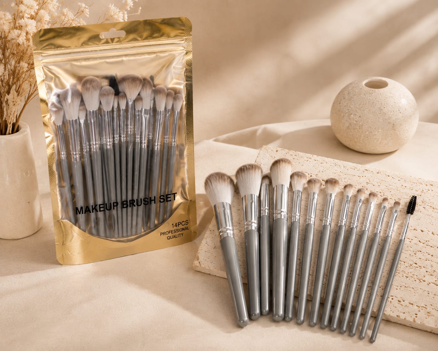 Professional Makeup Brush Set - 14 Pcs